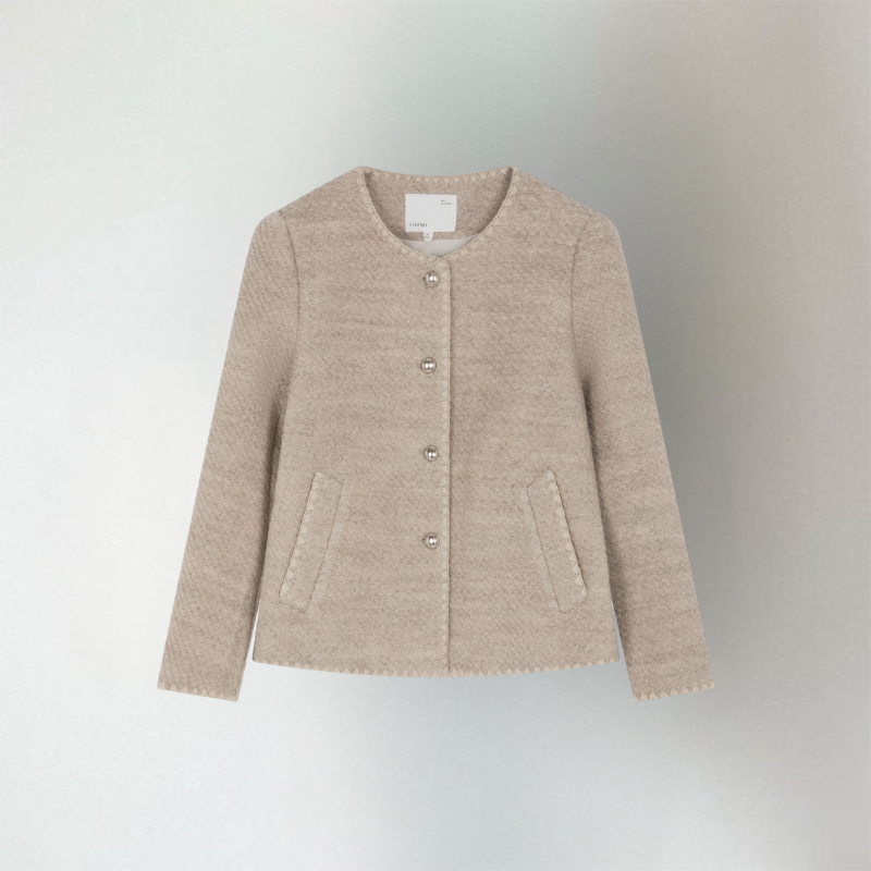 Chloe - Women's Quilted-Texture Cardigan with Collarless Design