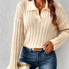 Chloë - Women’s V-Neck Polo Knit Sweater 4
