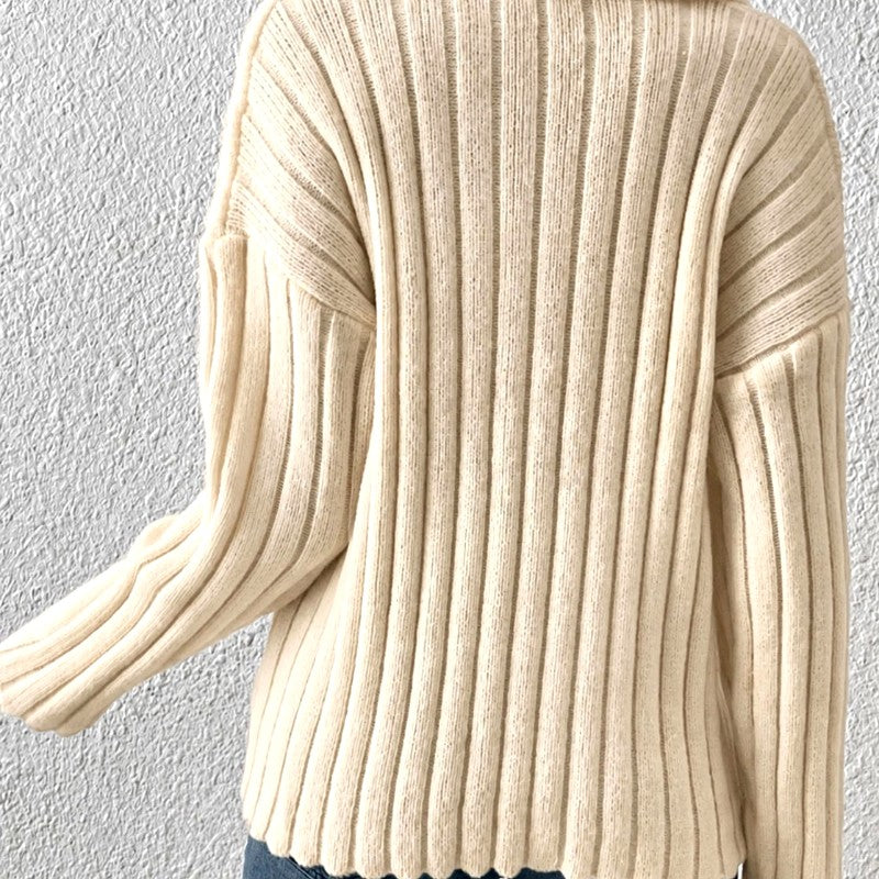 Chloë - Women’s V-Neck Polo Knit Sweater 5