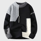 Christian - Men's Color-Block Knit Sweater with Decorative Stitching