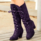 Cinzia - Women's Lace-Up Knee-High Chunky Heel Boots 3