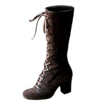Cinzia - Women's Lace-Up Knee-High Chunky Heel Boots 6