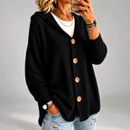 Cinzia - Women's Oversized Hooded Button-Front Knit Cardigan 2