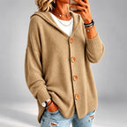 Cinzia - Women's Oversized Hooded Button-Front Knit Cardigan 3
