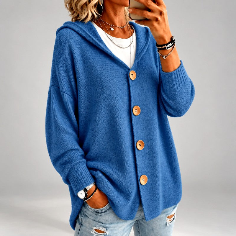 Cinzia - Women's Oversized Hooded Button-Front Knit Cardigan 5