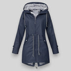 Clara - Women's Striped-Lined Waterproof Parka with Adjustable Hood