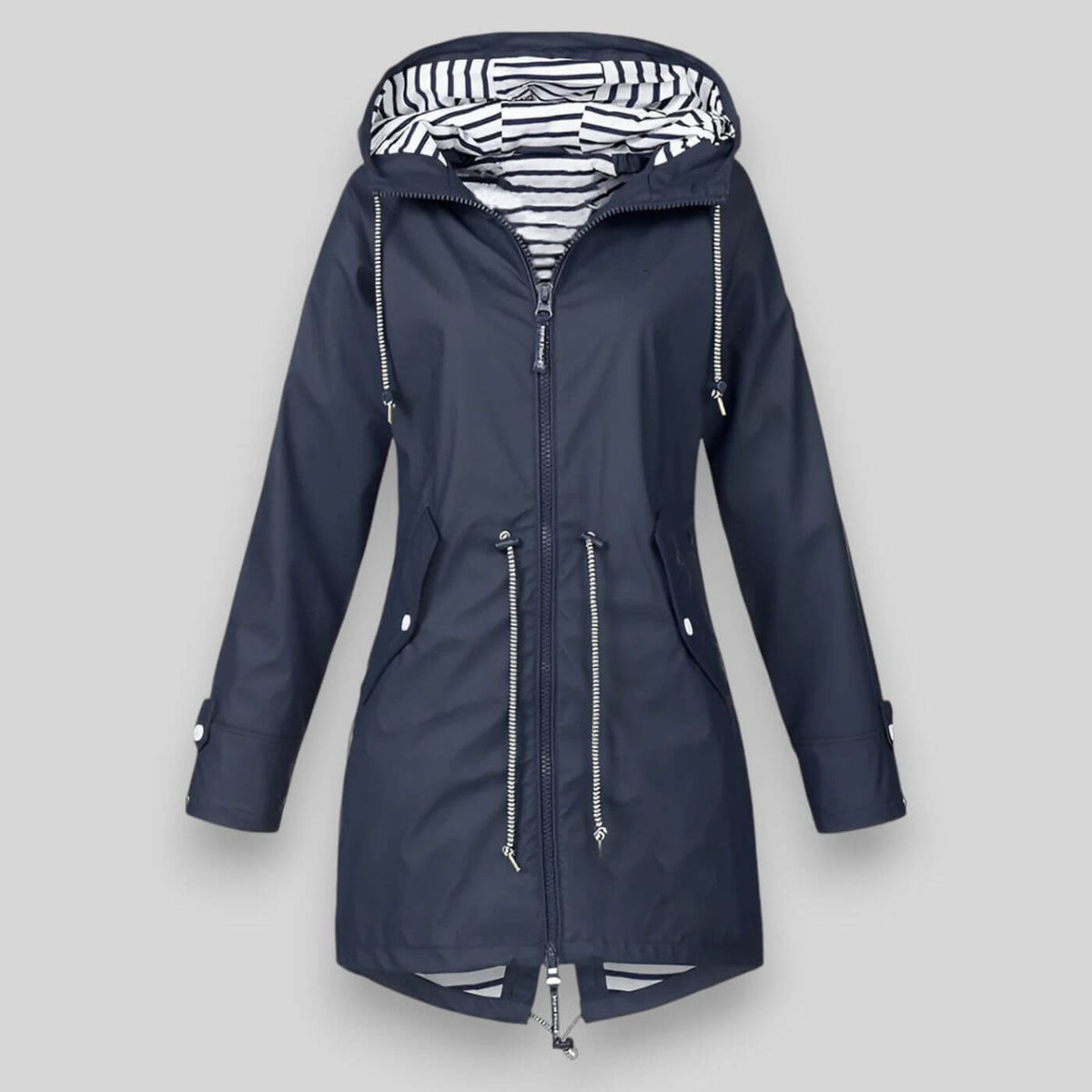 Clara - Women's Striped-Lined Waterproof Parka with Adjustable Hood