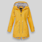 Clara - Women's Striped-Lined Waterproof Parka with Adjustable Hood