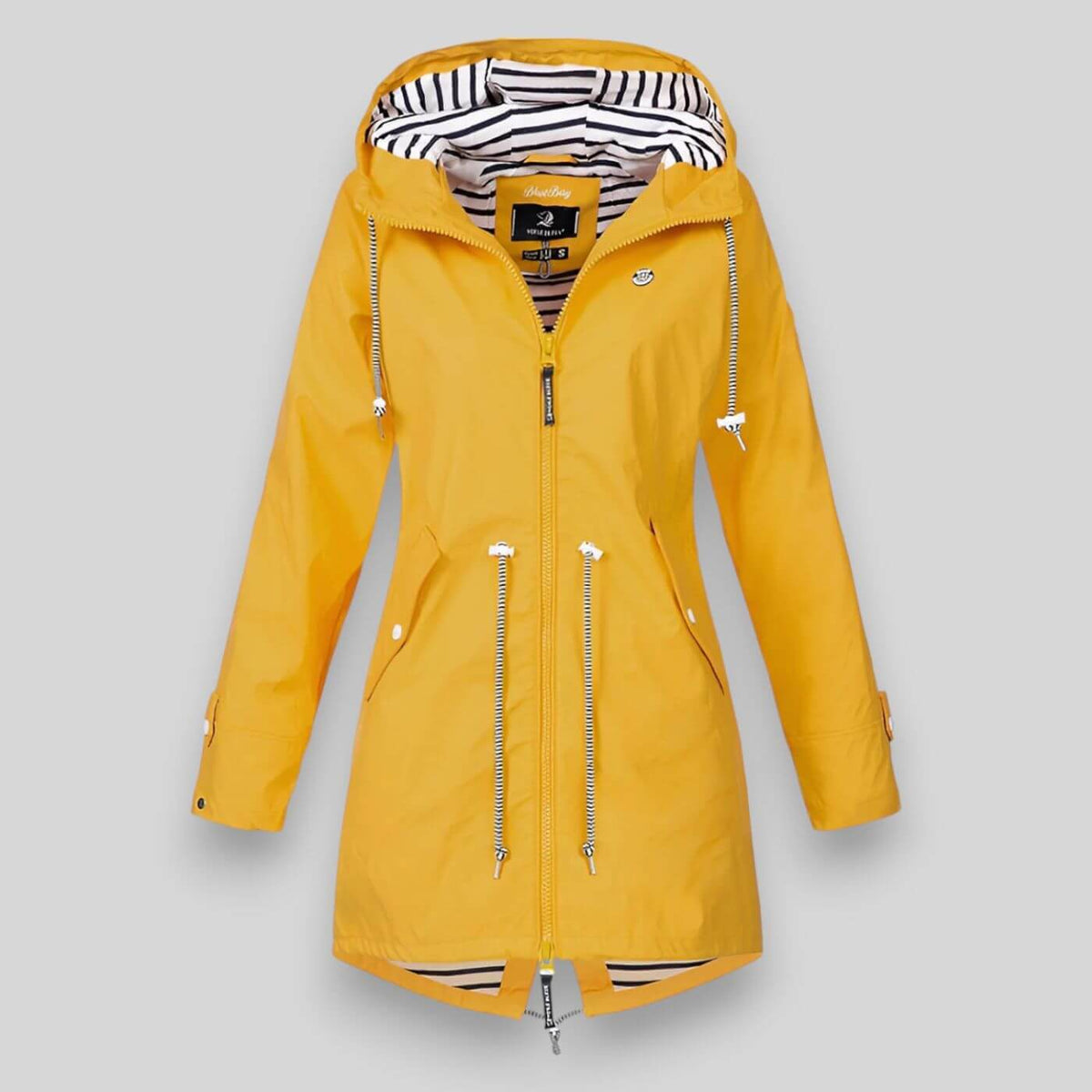 Clara - Women's Striped-Lined Waterproof Parka with Adjustable Hood