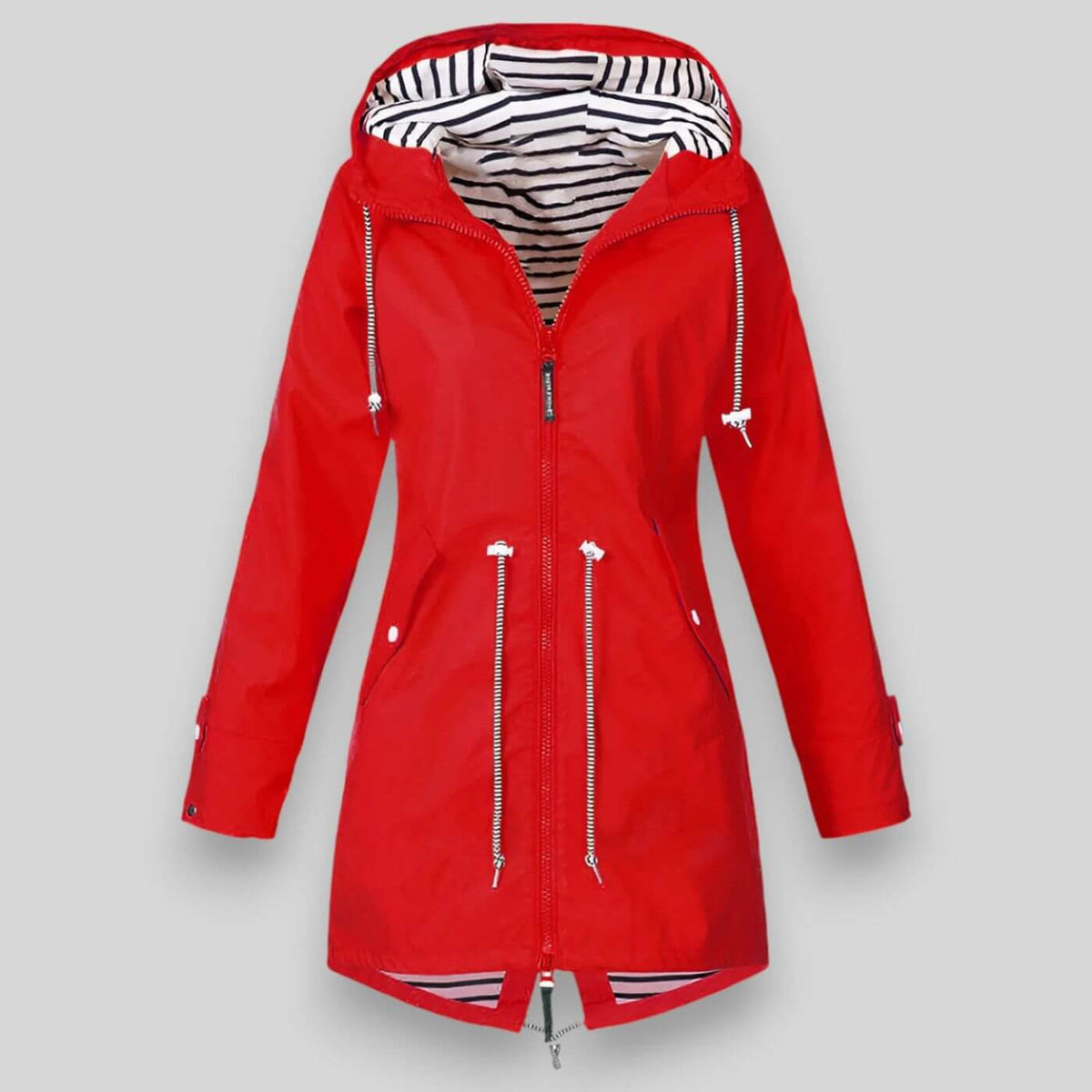 Clara - Women's Striped-Lined Waterproof Parka with Adjustable Hood
