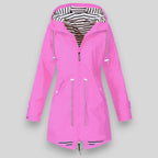 Clara - Women's Striped-Lined Waterproof Parka with Adjustable Hood