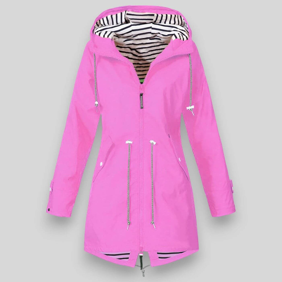 Clara - Women's Striped-Lined Waterproof Parka with Adjustable Hood