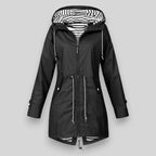 Clara - Women's Striped-Lined Waterproof Parka with Adjustable Hood