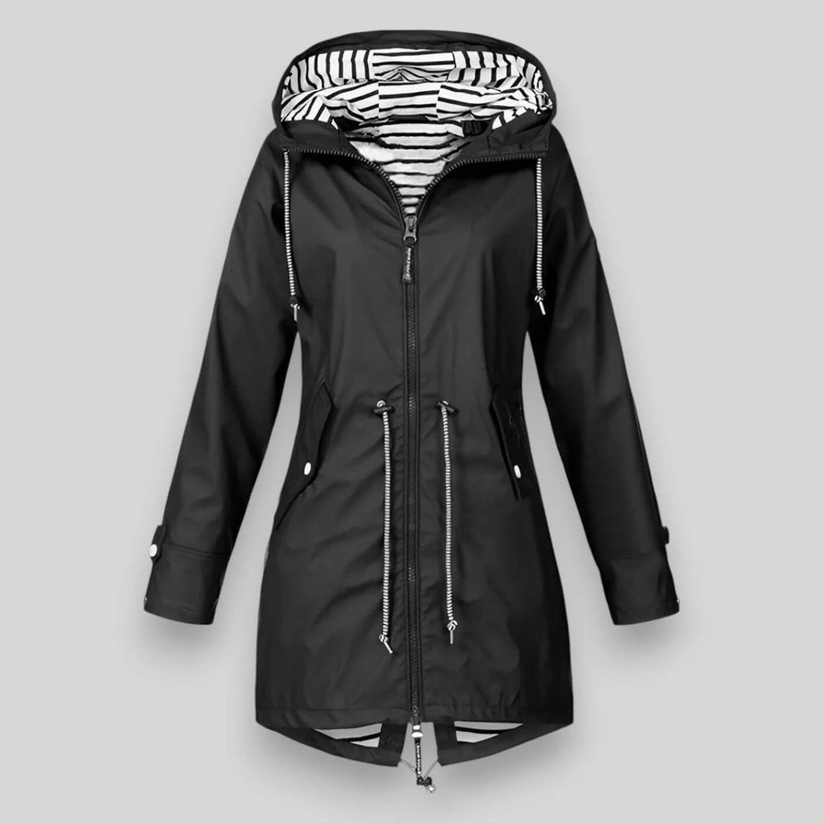Clara - Women's Striped-Lined Waterproof Parka with Adjustable Hood
