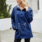Clara - Women's Striped-Lined Waterproof Parka with Adjustable Hood