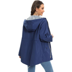 Clara - Women's Striped-Lined Waterproof Parka with Adjustable Hood