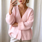 Claribel - Women's Fuzzy V-Neck Oversized Knit Cardigan 1