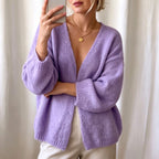 Claribel - Women's Fuzzy V-Neck Oversized Knit Cardigan 4