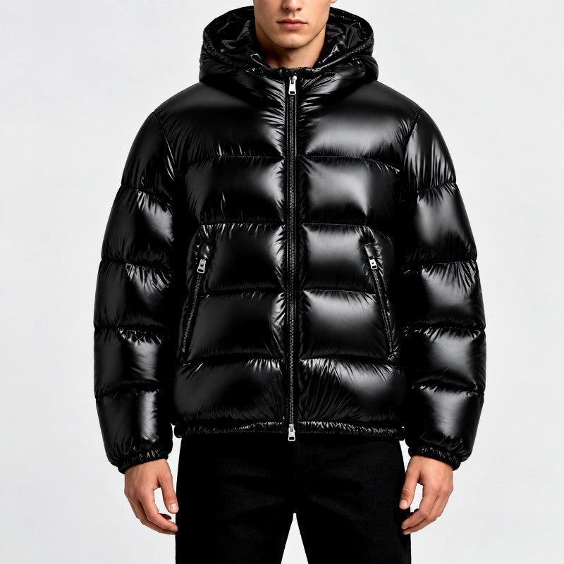 Clark - Men's Glossy Hooded Full Zip Winter Puffer Jacket 1
