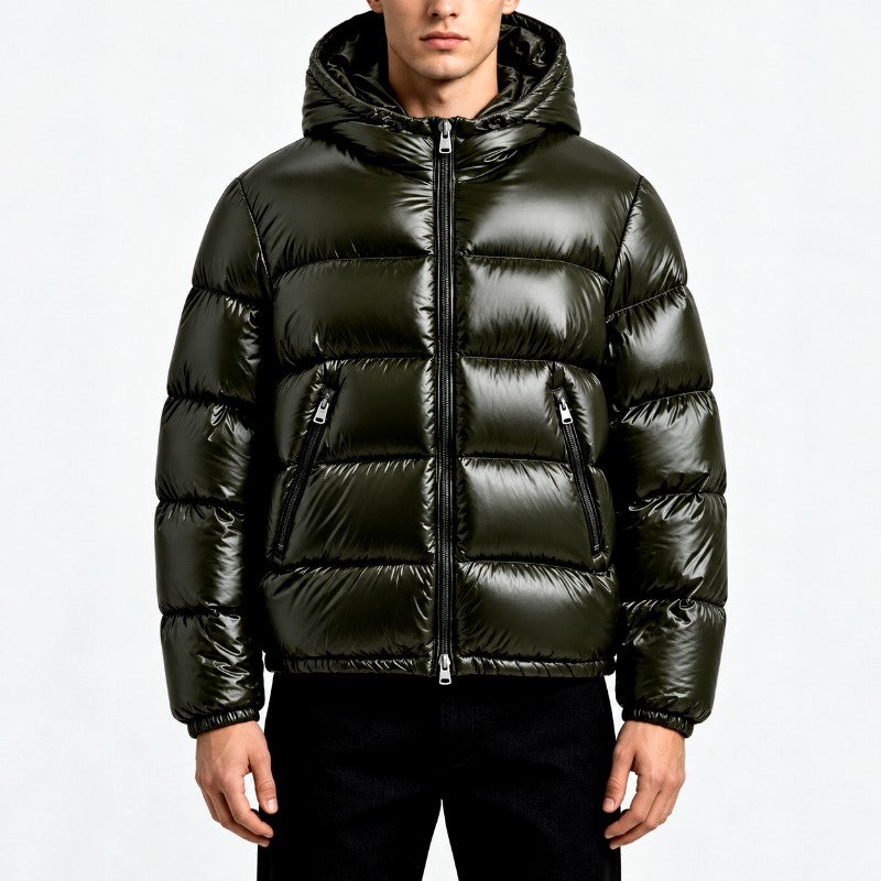 Clark - Men's Glossy Hooded Full Zip Winter Puffer Jacket 3