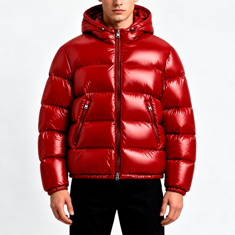Clark - Men's Glossy Hooded Full Zip Winter Puffer Jacket 4