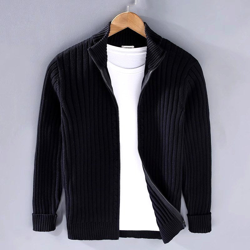 Clement - Men's Striped Ribbed Lightweight Cardigan 1