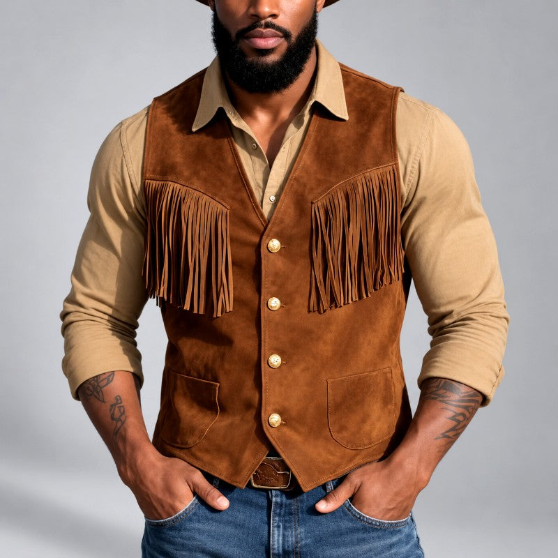 Clint – Men’s Western Fringe Cowboy Vest 1