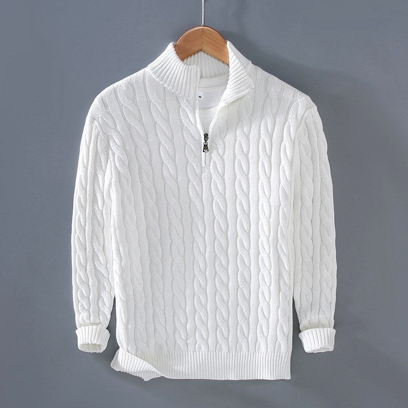 Cody - Men's Ribbed Cable Knit Quarter Zip Sweater 2