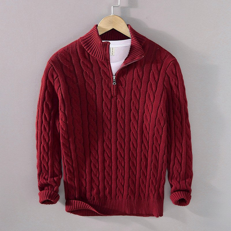 Cody - Men's Ribbed Cable Knit Quarter Zip Sweater 3