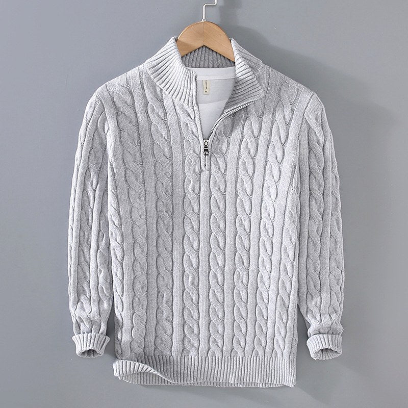 Cody - Men's Ribbed Cable Knit Quarter Zip Sweater 4