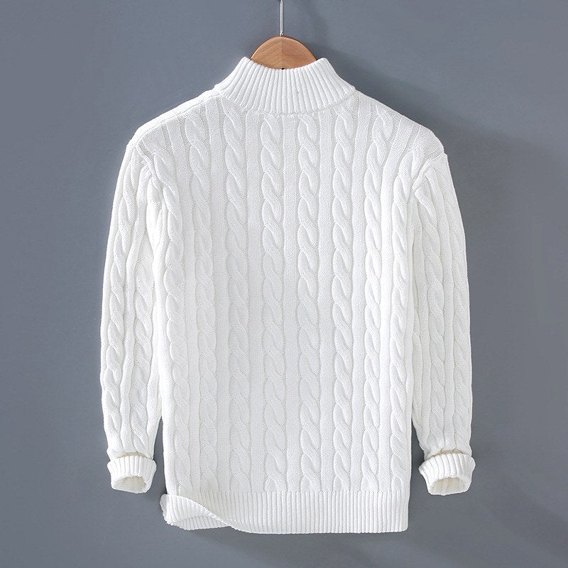 Cody - Men's Ribbed Cable Knit Quarter Zip Sweater 7