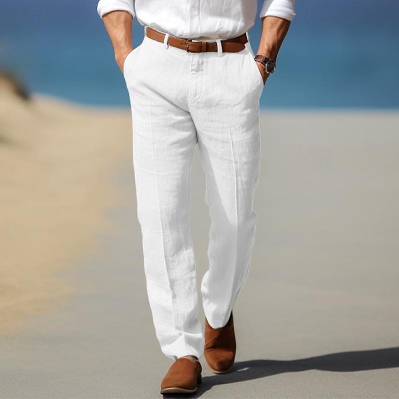 Colton - Men's Premium Linen Flat-Front Trousers