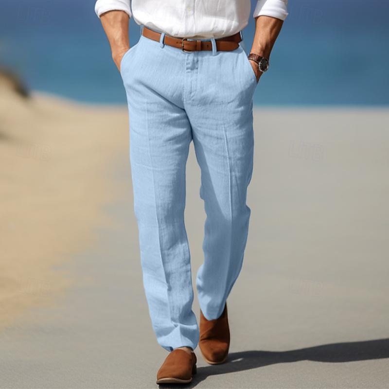Colton - Men's Premium Linen Flat-Front Trousers