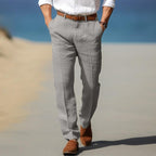 Colton - Men's Premium Linen Flat-Front Trousers