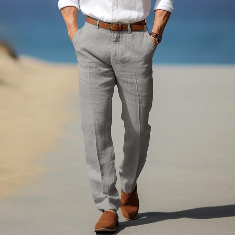Colton - Men's Premium Linen Flat-Front Trousers