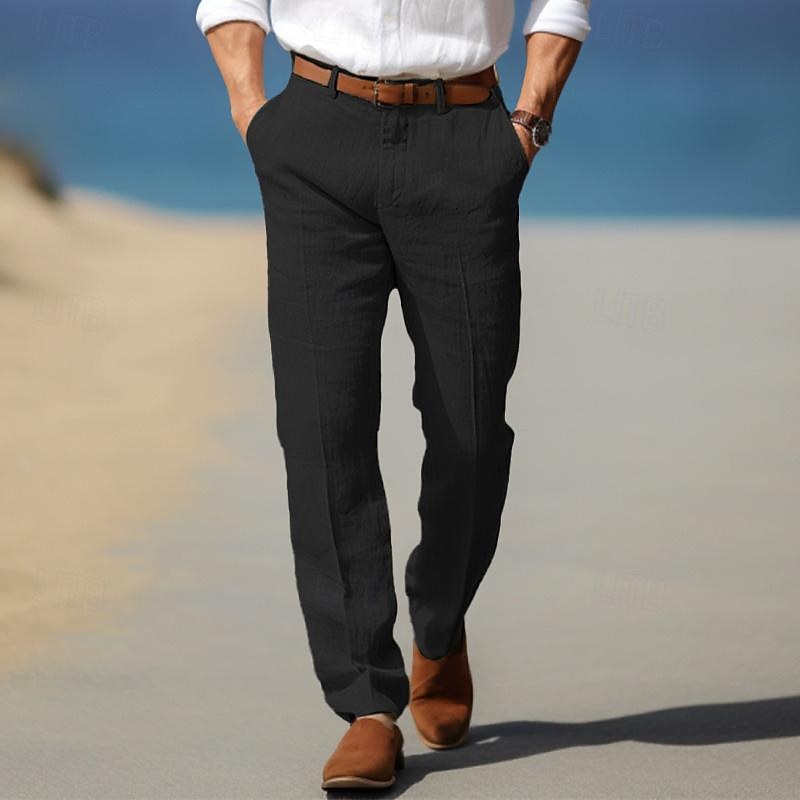 Colton - Men's Premium Linen Flat-Front Trousers