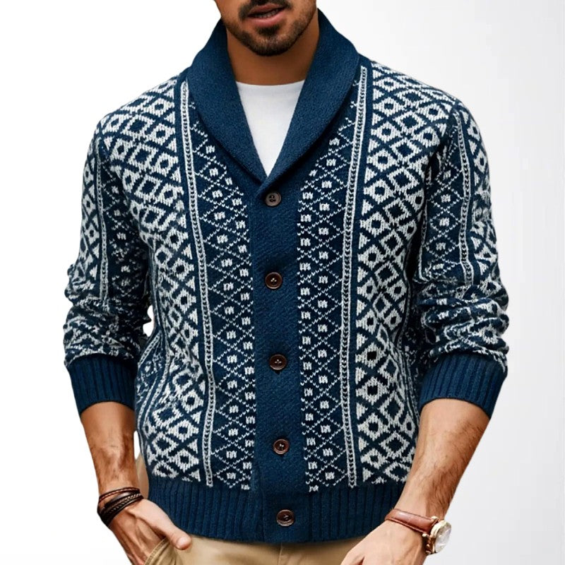 Conner - Men's Argyle Shawl Collar Knit Cardigan 2