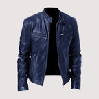 Conor - Men's Leather Biker Jacket with Snap Collar
