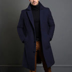 Cooper - Men's Long Wool Coat with Notch Lapels