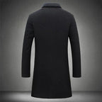 Cooper - Men's Long Wool Coat with Notch Lapels
