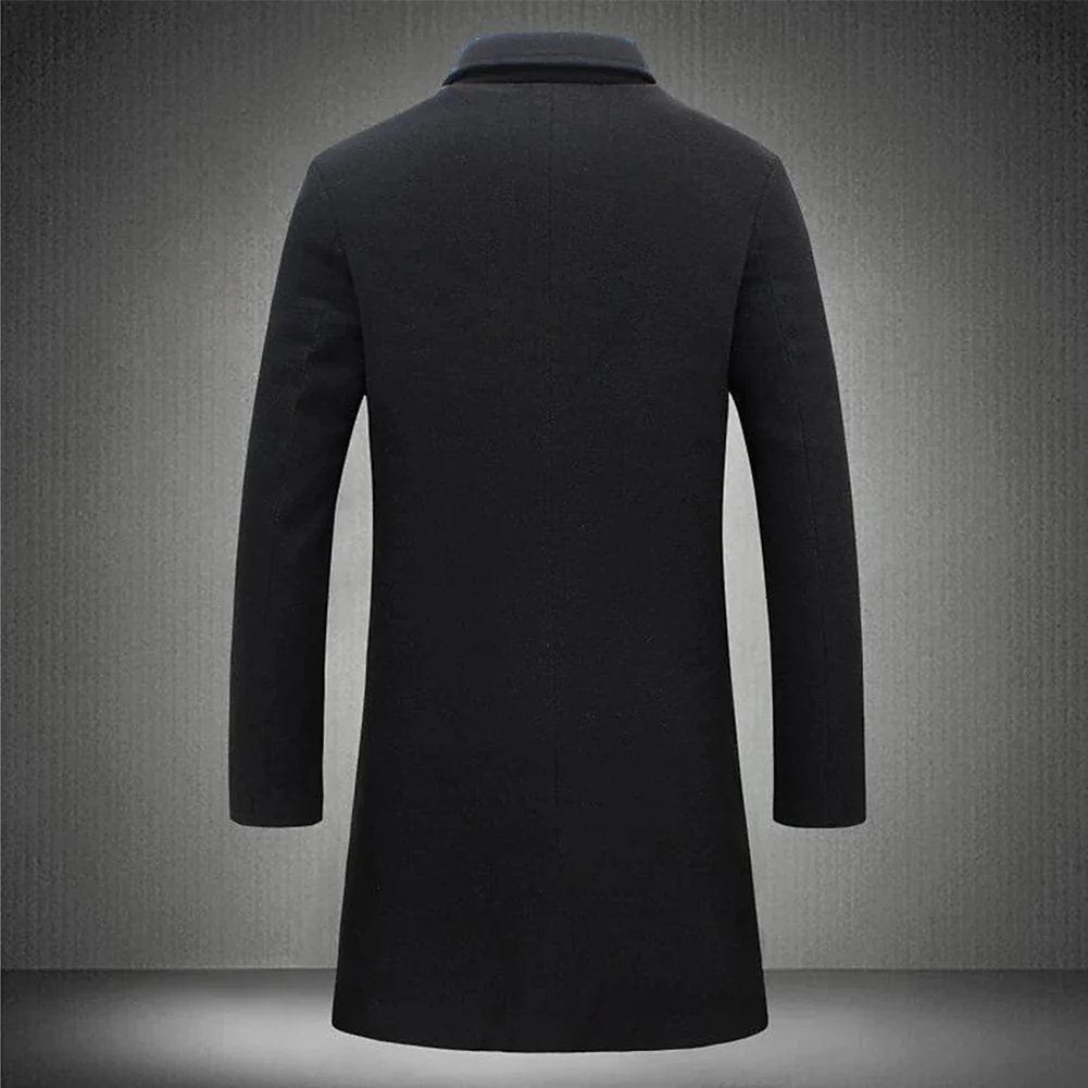 Cooper - Men's Long Wool Coat with Notch Lapels