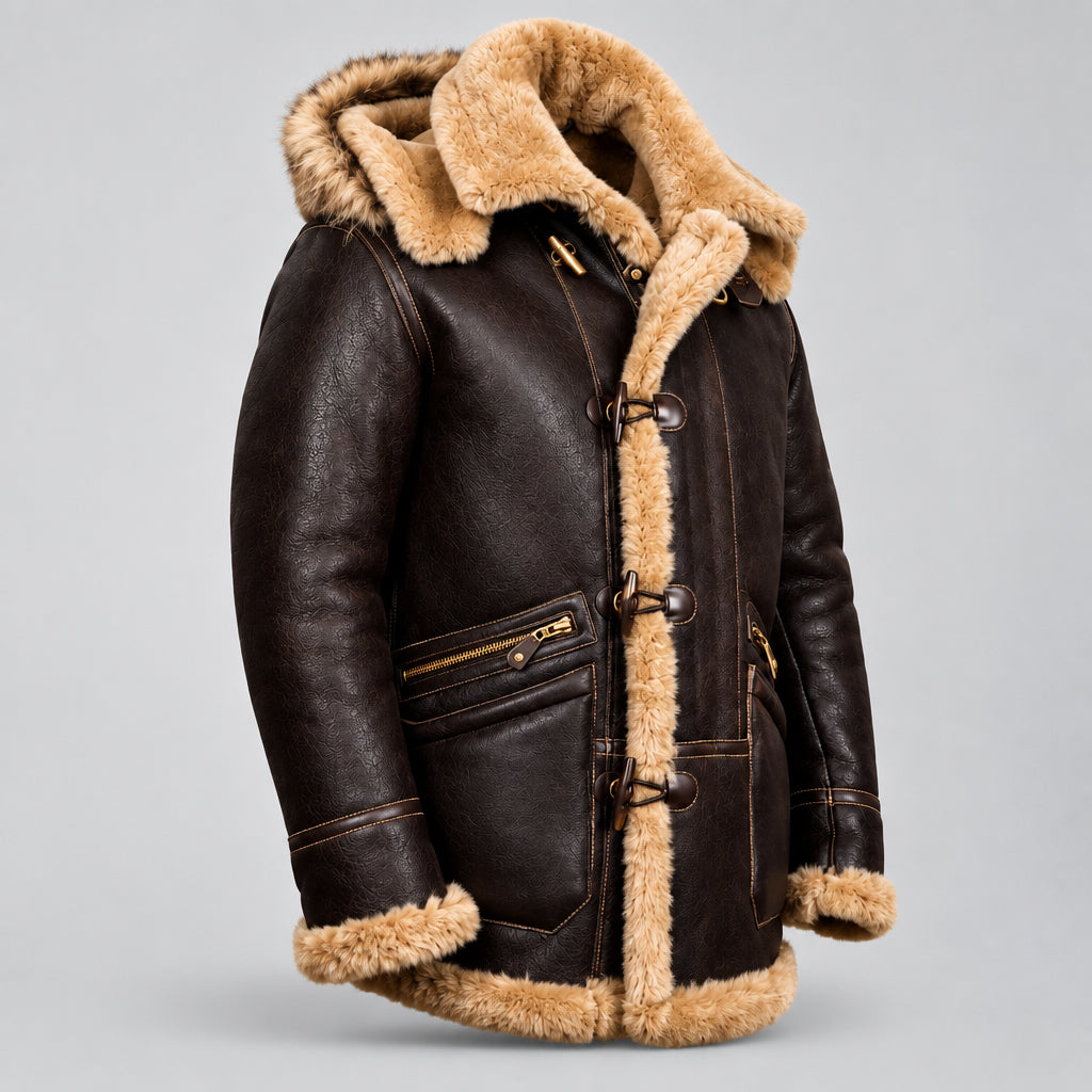 Cooper - Men's Shearling Collar Duffle Jacket 3