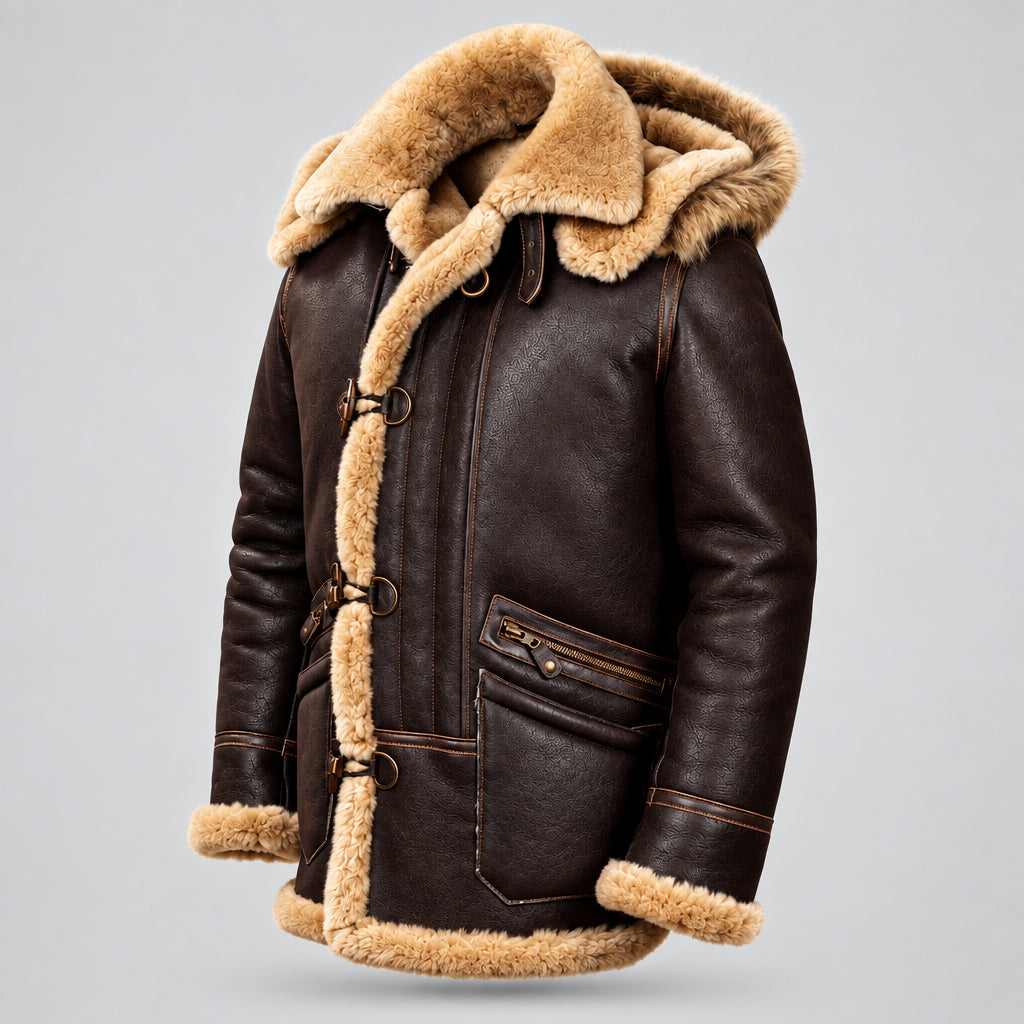 Cooper - Men's Shearling Collar Duffle Jacket 4