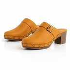 Corinne - Women's Studded Leather Slip-On Heeled Loafers