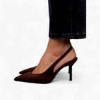 Ivory - Women's Leather Pointed Toe Slingback Heels