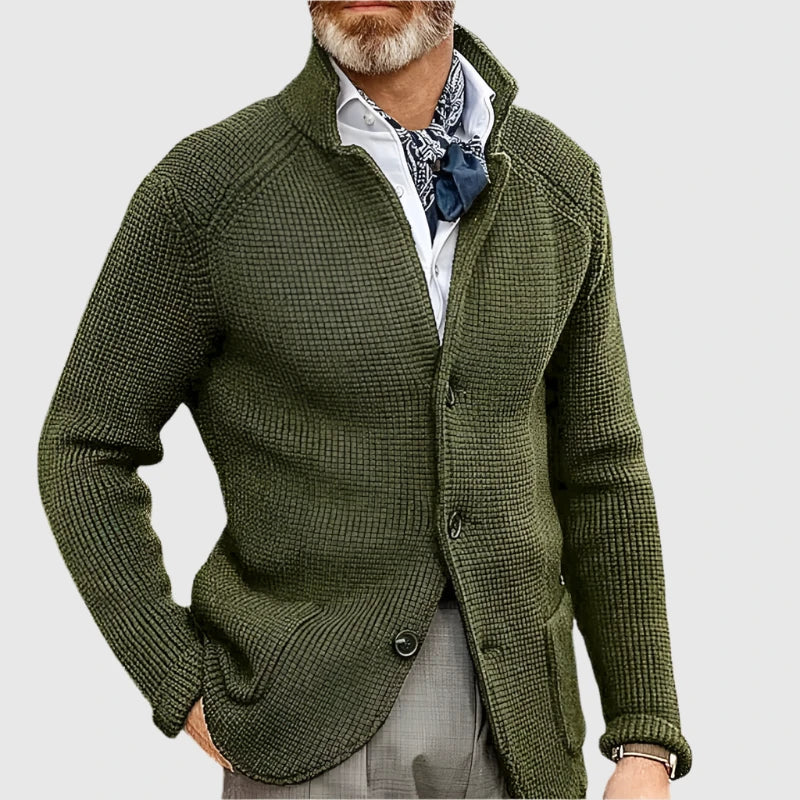 Damian - Men's Ribbed Knit Blazer Cardigan