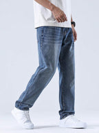 Daniel - Men's Classic Straight-Leg Jeans with Faded Denim Wash