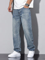 Daniel - Men's Classic Straight-Leg Jeans with Faded Denim Wash