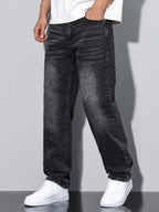Daniel - Men's Classic Straight-Leg Jeans with Faded Denim Wash