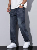 Daniel - Men's Classic Straight-Leg Jeans with Faded Denim Wash